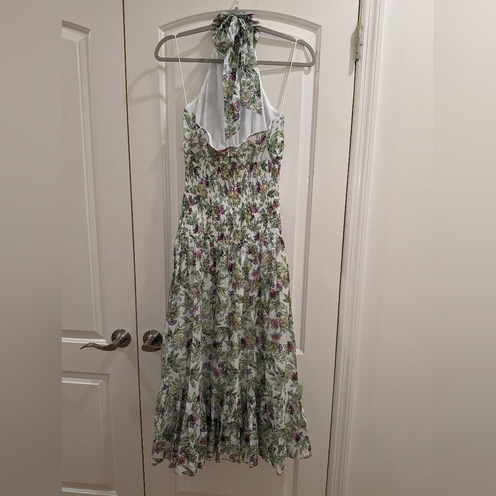 8. NWT CINQ A SEPT DOVER FLORAL HALTER NECK COTTON & SILK DRESS - Picture 5 of 8